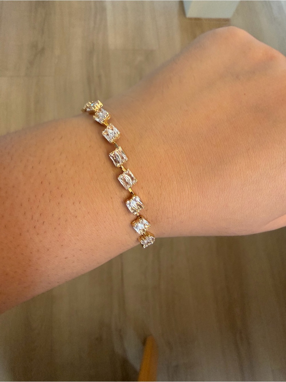 Gold Tennis Bracelet with Clear Cubic Zirconia - Women Jewelry